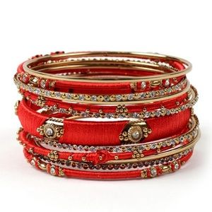 NWT Amrita Singh Ankara Bangle Set - Red